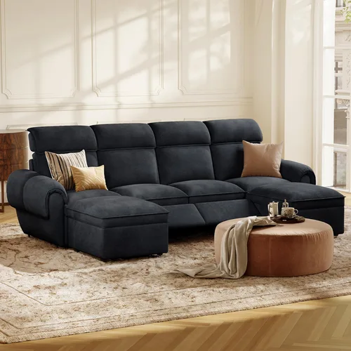 Vista 19 de ALIVING Sofá modular seccional, sofá reclinable de 3 plazas para sala de estar, blanco roto Blanco hueso