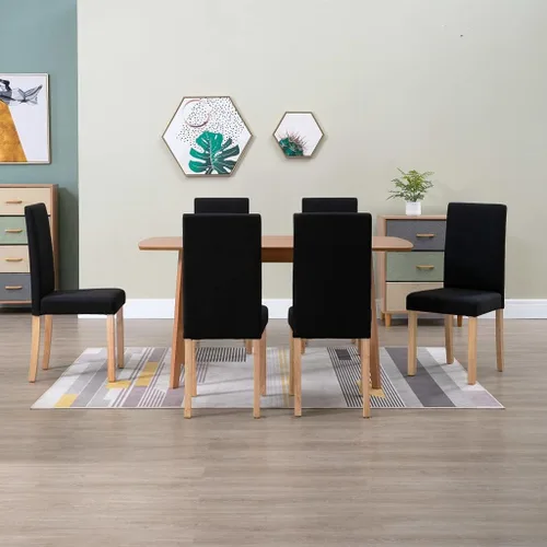 Vista 23 de Modern Dining Chairs Set of 2 Black Fabric Upholstered with Rubber Wood Frame for Kitchen Dining Room Farmhouse Decor