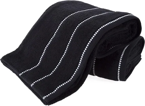 Vista 8 de Bedford Home - Juego de 2 toallas de baño de algodón de lujo, hechas de 100% algodón sin torsión, secado rápido, suave y absorbente (hueso/negro)