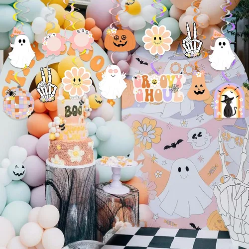 Vista 7 de 20 decoraciones geniales de Halloween, hippie de Halloween, remolinos colgantes de remolinos espeluznantes y espeluznantes serpentinas