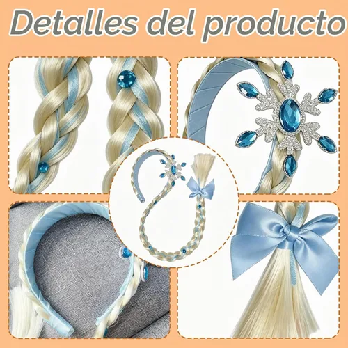 Vista 3 de Peluca de princesa de hielo, accesorios para el cabello