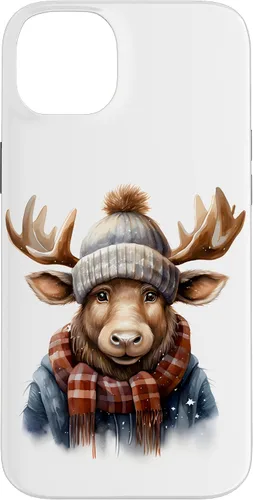 Vista 15 de Cute Moose with Winter Hat & Scarf Case for iPhone 17