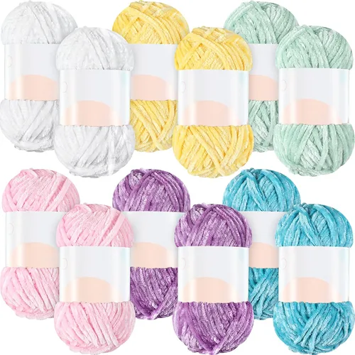 Vista 9 de Xinnun 12 madejas 1116 yardas hilo de felpilla de terciopelo suave grueso de felpa a granel para crochet tejer manta manualidades DIY tejido, 6mm