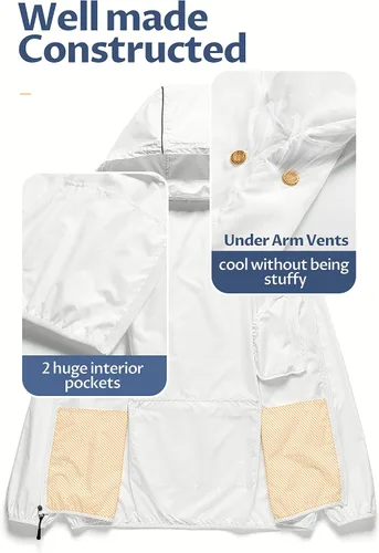 Vista 3 de CREATMO US Chaqueta impermeable plegable para hombre con capucha extraíble
