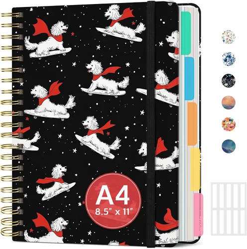 Vista 23 de Cuadernos grandes de espiral rayados para el trabajo con divisores y pestañas extraíbles, 8.5 x 11 pulgadas, bonito cuaderno de tapa dura de 5