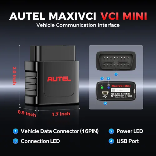 Vista 8 de Autel MaxiSys MaxiVCI VCI Mini interfaz de diagnóstico Bluetooth, adaptador inalámbrico para vehículos 2026, funciona con escáner Autel MaxiCOM