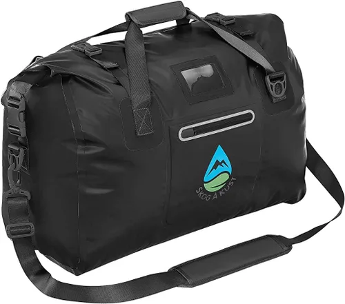 Vista 9 de Skog Å Kust Duffelsak - Bolsa de lona impermeable resistente para deportes, viajes y más, tamaños de 40, 60 y 90 litros, Negro, Deportivo/resistente