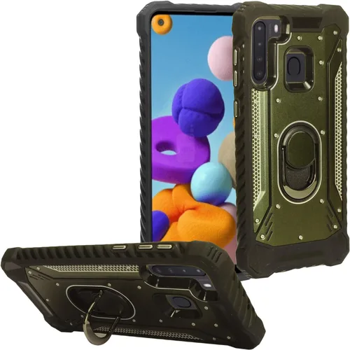 Vista 8 de Para Samsung Galaxy A21 (SM-A215) - Funda para teléfono con soporte de anillo - RS2 Gris RS2 Negro/Gris