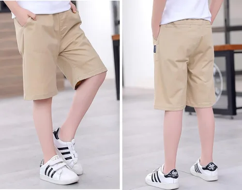 Vista 4 de ABALACOCO 2 pares de pantalones cortos de algodón de verano para niños, clásicos, elásticos, informales, deportivos, de 5 a 11 años