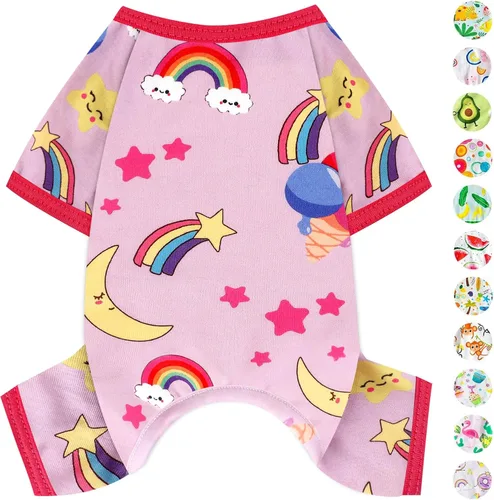 Vista 21 de Pijamas para perros de primavera y verano, ropa para perros pequeños y niñas – Niños – Perros de tamaño mediano, ropa suave y elástica para Verde