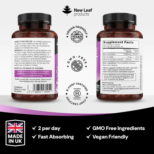 Vista 7 de Vitaminas Biotin para el cabello, la piel y las uñas, 12000 mcg de alta resistencia, promueve la salud del cabello, la piel y las uñas, vitaminas