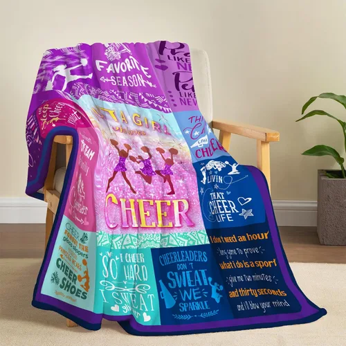 Vista 2 de Regalos de animadora para niñas, manta de animadora de franela ultra suave, regalos de porrismo, manta decorativa, ideas de regalo de cumpleaños