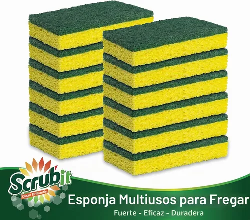 Vista 4 de SCRUBIT Esponja exfoliante resistente, hecha de celulosa resistente, respetuosa con el medio ambiente, dura meses de limpieza de cocina resistente