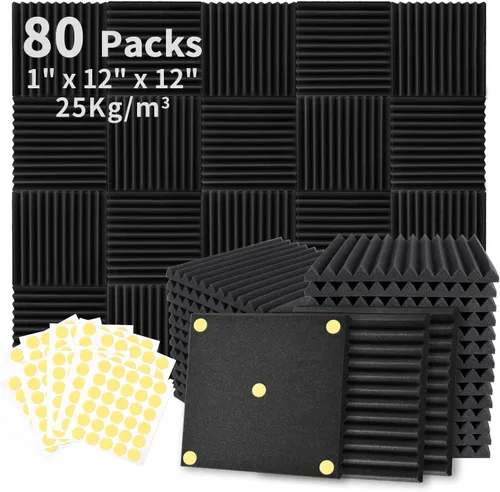 Vista 9 de Focusound Paquete de 4 trampas de espuma acústica para esquinas de bajos de 16.5 x 6.3 x 12 pulgadas, paneles de espuma acústica insonorizados