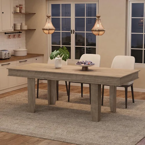 Vista 21 de GarveeHome Farmhouse - Mesa de comedor para 4-6 personas, mesas de cocina de 63 pulgadas de largo