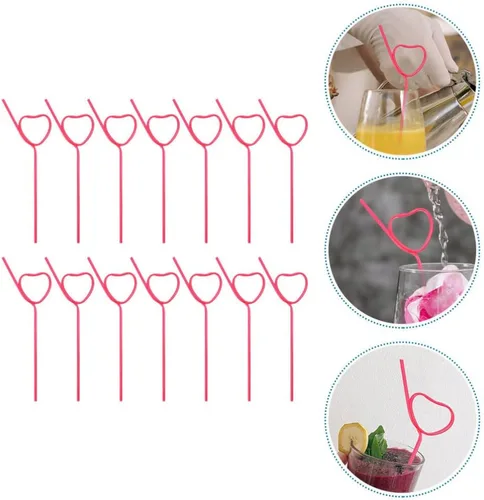 Vista 7 de 25 popotes de plástico para cóctel, en forma de corazón, reutilizables, pajitas largas y flexibles para ducha, suministros de fiesta de cumpleaños