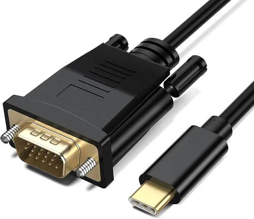Vista 9 de Cable USB C a VGA de 3 pies VGA a USB C Tipo-C a 15 Pin D-Sub Cable adaptador 100% Plug & Play, resolución Full HD 1080P, universal compatible