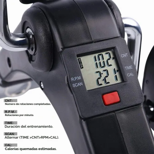Vista 7 de Bicicleta estática plegable para debajo del escritorio, ejercitador de pedal de brazo y pierna portátil