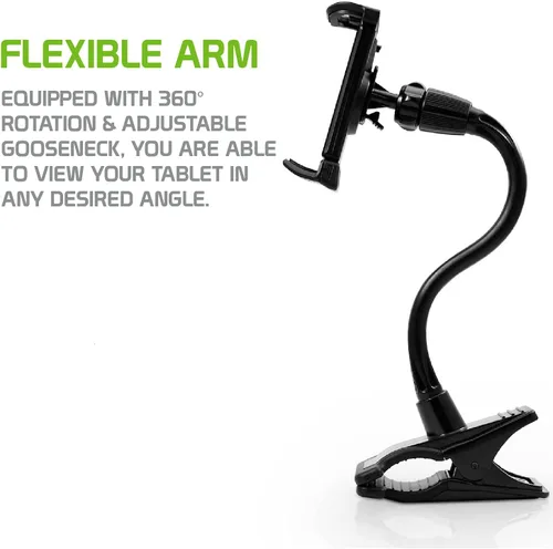 Vista 5 de Soporte flexible de cuello de cisne para teléfono celular y soporte para tableta con abrazadera. Soporte de clip para dormitorio, escritorio