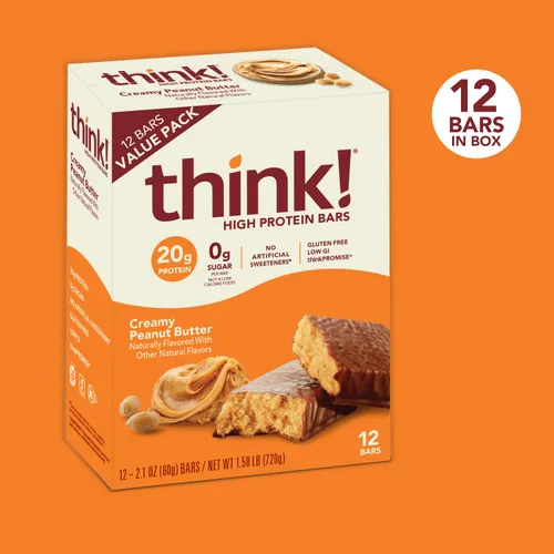 Vista 7 de Think! Barras de proteínas, aperitivos ricos en proteínas, sin gluten, aptos para Kosher, mantequilla de maní cremosa, barras nutricionales, 2.1
