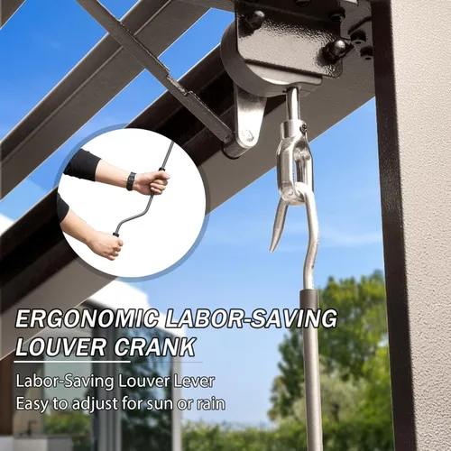 Vista 5 de Domi - Pérgola de aluminio para exteriores de 10 x 10 pulgadas con cortinas y malla Marrón oscuro