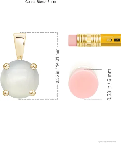 Vista 3 de Angara Collar con colgante de solitario de piedra lunar natural para mujeres, niñas en oro macizo de 14 quilates, plata de ley Regalo de joyería
