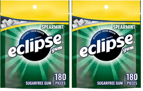 Vista 8 de ECLIPSE Chicle de menta verde sin azúcar, paquete a granel de chicle de menta, 8.8 onzas (bolsa de 180 piezas) Crisp spearmint sugar free gum, for