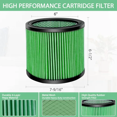 Vista 3 de Shop-Vac Filtro de cartucho de alto rendimiento 90304/90344, se adapta a la mayoría de aspiradoras húmedas y secas Shop-Vac de 4-16 galones, filtro