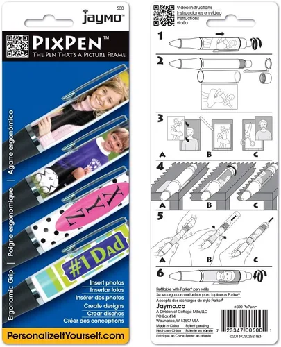Vista 3 de Jaymo PixPen - Bolígrafo de fotos de bricolaje – Crea tu propio bolígrafo personalizado – Inserta fotos de billetera de 2.5 x 1.75 pulgadas o crea e