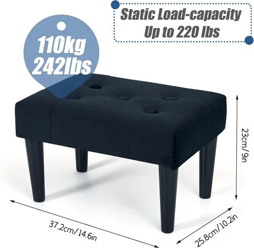 Vista 3 de BRIAN & DANY Taburetes otomanos, taburete pequeño de terciopelo con patas, reposapiés otomano pequeño rectangular para sofá, reposapiés y otomanos