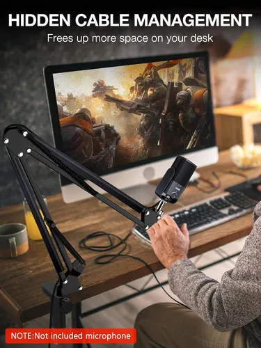 Vista 7 de SUNMON Rode NT-USB Mic Boom Arm - Brazo de micrófono para RODE NT-USB/NT-USB+/NT-USB Mini y la mayoría de micrófonos, soporte de brazo de tijera