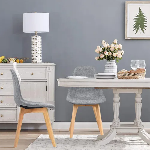 Vista 4 de giantex - juego de 4 Sillas de comedor con patas de madera, diseño moderno