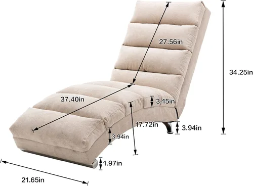 Vista 3 de Chaise Lounge de lino para interiores con función de masaje eléctrico, moderna silla reclinable para oficina, sala de estar o dormitorio