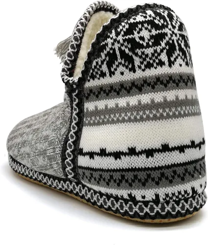 Vista 5 de GPOS - Botines de estambre de cachemira para mujer, pantuflas para uso en casa, de algodón, acolchadas