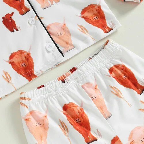 Vista 7 de Conjunto de pijama de satén con botones y pantalones largos, ropa de dormir para niños y niñas