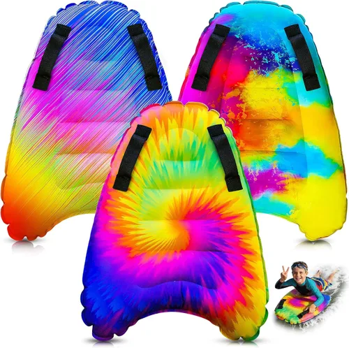 Vista 9 de JAMBO Tabla de surf inflable con asas, tabla de boogie para playa, tabla de surf flotante, flotadores de piscina, juguete de playa para niños