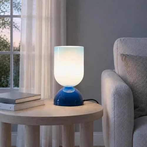 Vista 7 de Lámpara de mesa de cristal moderna de 8.9 pulgadas para sala de estar, lámparas de escritorio regulables para dormitorio, lámpara de mesita de noche