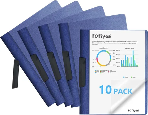 Vista 10 de TOTiyea Paquete de 10 portadas transparentes para informes con clip de columpio, capacidad de 30 hojas, carpeta de archivos con clip oscilante