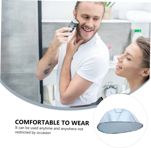 Vista 2 de Chal de peluquería multiusos para vestido peluquero portátil delantal Capas de afeitar peluquería salón plegable gris capa plegable peinado corte