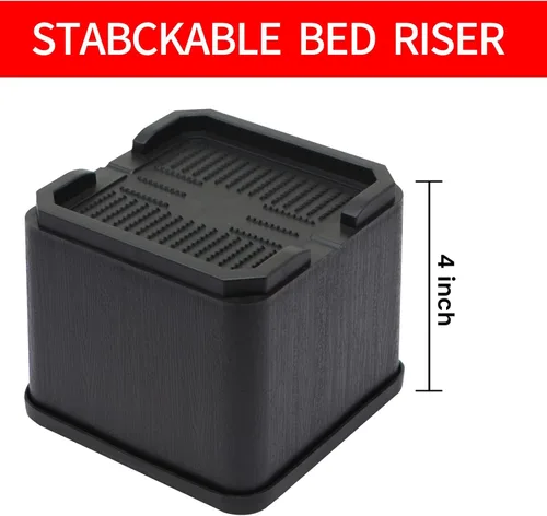 Vista 7 de MYMULIKE Paquete de 8 elevadores de cama de gran tamaño, elevadores de muebles resistentes de 4 pulgadas que soportan hasta 6000 libras, bloques