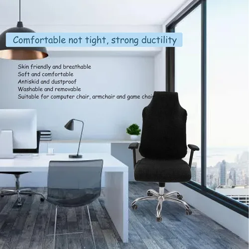 Vista 2 de Funda para silla de color puro, protector de asiento suave para silla de escritorio para silla de oficina, comedor (negro)