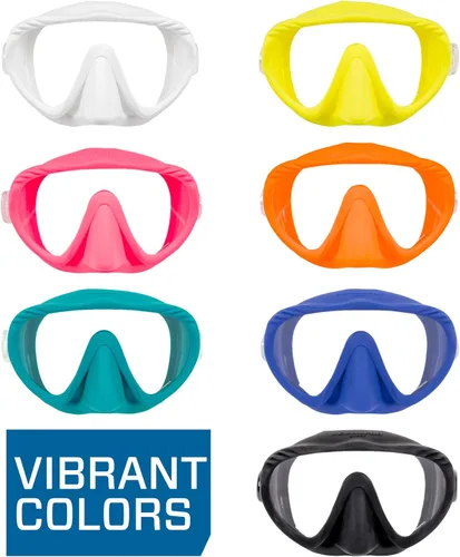 Vista 5 de SCUBAPRO Máscara de buceo fantasma, diseño sin marco de bajo volumen con lente única ultra transparente, falda de silicona y hebillas de correa
