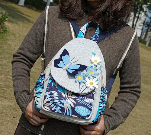 Vista 56 de HUANGGUOSHU Mochila de algodón tejida de algodón bohemio con bordado de lona estilo bohemio con múltiples bolsillos retro linda mochila cartera