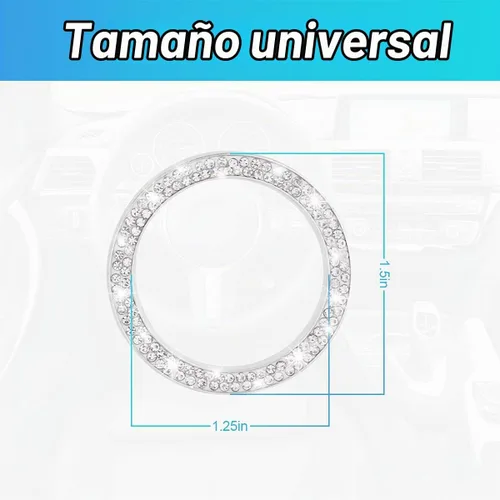Vista 3 de Calcomanías de anillo de arranque de motor con cristales de imitación brillantes, paquete de 2 cubiertas/adhesivos para botón de arranque de Doble