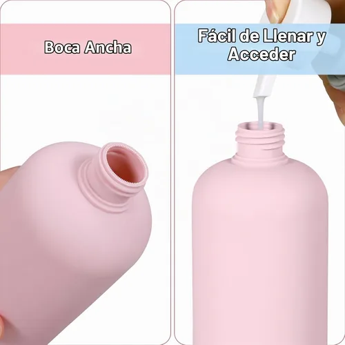 Vista 5 de ASEVAT Botellas de champú y acondicionador de viaje recargables de plástico de 10 onzas, 3 unidades, botella de viaje recargable con tapa abatible