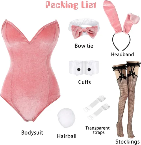 Vista 4 de Drofe Disfraz de conejito para mujer, senpai, cosplay, anime, traje de rol