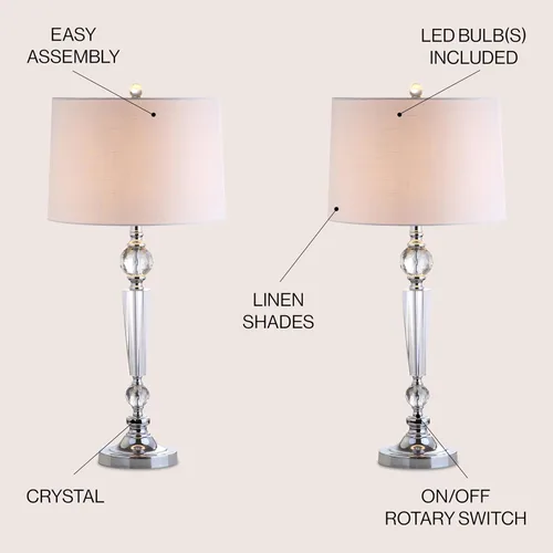 Vista 4 de Eyely EYL2048A-SET2 Wells - Lámpara de mesa LED de cristal de 29.5 pulgadas para sala de lectura, sala de estar, oficina, dormitorio, moderna