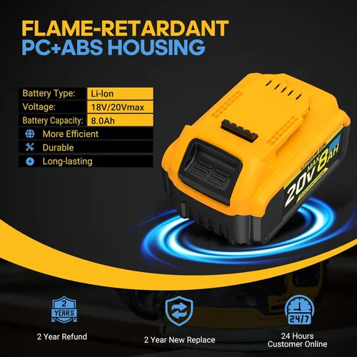 Vista 7 de Reemplazo de 8 Ah compatible con batería Dewalt de 20 V Max con alta
