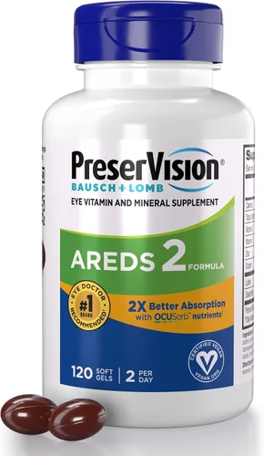 Vista 6 de PreserVision AREDS 2 Suplemento vitamínico y mineral para ojos con OCUSorb, 120 geles suaves veganos, contiene luteína, zeaxantina, vitamina C