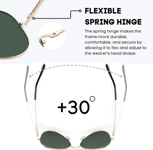 Vista 4 de PRIVEL Gafas de sol polarizadas clásicas de aviador de tamaño XXL, 5.906 in para hombres de cabeza ancha y grande, gafas ultraligeras UV400